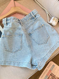 Yeknu  Summer Women Harajuku Fashion Grunge Vintage Coquette Low Rise 2000s Jean Shorts Denim Hot Pants Japanese Y2k Streetwear Gyaru