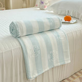 Yeknu New 100% Bamboo Fiber Cooling Blanket Natural Plant Striped Summer Blankets Jacquard Lightweight Breathable Duvet Thin Quilt