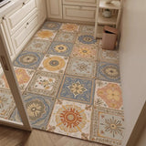 Yeknu  Retro Plaid Kitchen Floor Mat Oil-proof Waterproof PVC Leather Carpet Fashionable Home Decoration Free-cut Balcony Rugs Alfombra