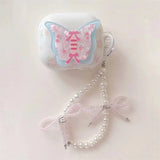 Yeknu  Girl Pink Floral Butterfly Suitable For Apple Earphone Protective Case Airpodspro2 wireless Bluetooth Earphone Case