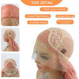 Yeknu  13x4 Lace Front Wigs 28 Inches Pink Body Wave Long Synthetic Lace Frontal Wigs Pre-plucked Hairline Synthetic Lace Front Wig
