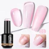 Yeknu  15ml Nude Pink Quick Construction Gel Jelly Color Semi Transparent Gel Nail Polish Rubber Base Soak Off UV LED Gel