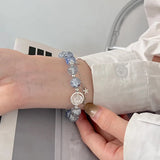 Moonlight Crystal Bracelet Opal Sea Blue Treasure Light Luxury Elastic Bracelet for Girls Women Fashion Gift Jewelry Accessories