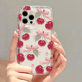 Yeknu  Cute Cherry Phone Case For iPhone 17 15 16 13 11 12 14 Pro Max 7 8 Plus Air 16e XR SE Shockproof Soft Clear Cover Coque