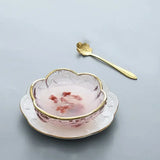 Yeknu  Ice powder bowl creative Japanese bird's nest dessert sugar water white fungus soup tray Phnom Penh cherry blossom glass bowl1Pc