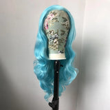 Yeknu  Blue Lace Front Wig 13x4 Lace Long Body Wave Synthetic Hair Wigs for Women Heat Resistant Daily Use Cosplay Party Wig