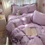 Yeknu  Luxury Ice Silk Cooling Bedding Set, Summer Washable Silk 3/4 Pcs Duvet Cover/Sheet