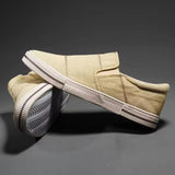 Yeknu  Mens Canvas Shoes New Men Casual Slip On Wear-Resisting Flat Shoes Brand Coth shoes Fashion Driving Shoes