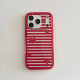 Yeknu  Creative ins Christmas and New Year's red bow love is suitable for Apple 16promax mobile phone case, new iPhone17pro