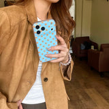Yeknu  New fashion blue polka dot orange 17ProMax phone case for iPhone 14 15 16 17 Pro Max 13 17air cases lens protective cover soft