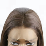 Yeknu  Dark Brown Wig Synthetic Lace Frong Wig Silk Straight Hair Glueless Wig for Women  Long Women'S Wigs Cosplay Chocolate Brown Wig