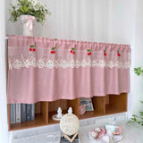 Yeknu  Pink Exquisite Short Curtain Adorned with Delicate Cherry Elegant Lace Edging Curtains for Charming Home Decor for Bedroom