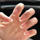 Yeknu  24 PCs Short French Minimalist Nails with 1 Jelly and 1 Nail File