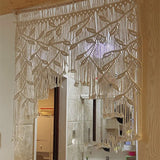 Yeknu  Hand-made Macrame Leaf Patter Curtain Tapestry Bohemia Hanging Window Door Tassel Curtain Wall HangingTapestry Room Decoration