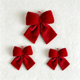 Yeknu  Christmas Bow Decoration DIY Xmas Trees Decorations Velvet Red Bow Knot Baubles Hanging Ornaments Pendant For Holiday Home Party