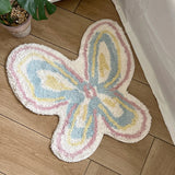 Yeknu  Tufting Butterfly Bathroom Mat Living Room Carpet Bathmat Bedside Rug Soft Bedroom Floor Pad Aesthetic Home Decor 60x60cm