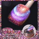 Yeknu  10ml Super Shining Reflective Cat Magnetic Gel Ultra Shine Glitter Red Silver Soak Off UV LED Gel Nail Art Varnish