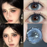 Yeknu  1 Pair High Quality Blue Lenses Colorld Contact Lenses with Degree 0.00 to- 8.00 Cosmetic Natural Eye Contacts Lenses
