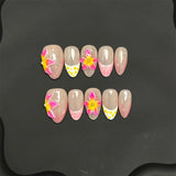 Yeknu  10pcs Handmade Short Almond Fake Nails Summer Ocean Blue Starfish False Nails Wearable Sweet Cool European Press on Nails