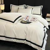 Yeknu  Luxury Hotel Bedding Sets Thick Brushed Bed Sheets White Duvet Cover Set Pillowcase Four Piece Fully Enclosed for Home Gift