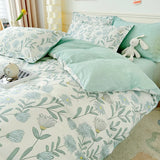 Yeknu Bedding Set 100% Cotton Bed Linen Set Floral Style Bedclothes Skin-friendly Bedsheet Set for Home Duvet Cover Set