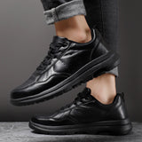 Yeknu  Men's Business Shoes Soft Moccasin Shoes Comfortable Casual Shoes for Men Autumn Solid Black White Men Sneakers
