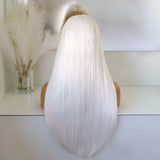 Yeknu  Snow White Wig Synthetic Hair Lace Front Wigs For Women Long Straight Hair Heat Resistant Fiber White Lace Wig Glueless Cosplay