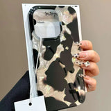 Yeknu Gradient Ink Marks Laser Phone Case For Phone 16 15 14 13 12 11 Pro Max XS X XR 7 8 Plus Stylish Leopard Print Back Bumper Cover
