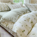 Yeknu  Class A super soft jacquard cloud yarn cotton four-piece set, bed sheet, bed hat, quilt cover, student dormitory bed