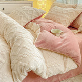 Yeknu  Milk Fleece Single Quilt Set Autumn/winter Thickened Warm Solid Color Duvet Cover 200x230 220x240 Bedding for Double Use