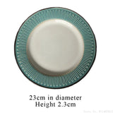 Yeknu  American edge relief hand-painted underglaze color ceramic tableware Western steak plate Household restaurant Dessert plate, 1Pc