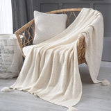 Yeknu  Sofa Throw Blanket Office Nap Blanket Tassel Knitted Ball Yarn Casual Air Conditioning Small Blanket Cross Border
