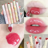 Yeknu Clear Lip Glaze Heart Love Jelly Mirror Lipstick Long Lasting Moisturizing Waterproof Non-stick Cup Transparent Lip Gloss Makeup