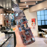 Yeknu  500ml Elegant Leakproof Water Bottle with Time Scale Stay Hydrated Daily Lightweight & Portable for Fitness & Outdoor Adventures