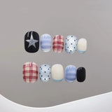 Yeknu  10pcs Handmade Press on Nails Sweet Cool y2k Short Cute Fake Nail Tips Wearable Reusable Ins Simple Korean Style False Nails