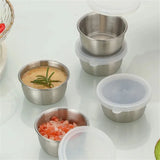 Yeknu  304 Stainless Steel Sauce Seasoning Container 40ml Sauce Cup Silicone Cover Leak-proof Salad Dipping Dish Small Storage Box