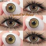 Yeknu  2PCS Color Contact Lenses with Prescription Natural Blue Contact Lens Brown Pupils Beauty Eyes Lenses CrystalOrb Series