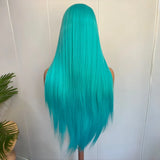 Yeknu  Long Light Blue Lace Front Wig Silky Straight Synthetic Hair Free Part Natural Hairline 13X4 Frontal Colored Wigs for Women