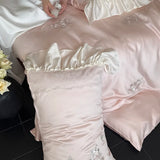 Yeknu High-end Embroidered 100% Lycell Fibre Bedding Set Pure Plant Fibres Skin-friendly Duvet Cover Set Soft Quilt Cover Pillowcases