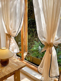 Yeknu  1pc Japanese linen rod wrapped black edge living room study dust curtain