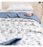 Yeknu 2025 new washed cotton summer quilt skin-friendly grinding summer cool quilt printing student dormitory air conditioner quilt
