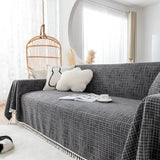 Yeknu Four Seasons General Modern Simple Fringe Plaid Sofa Cover Full Towel Cushion Blanket Carpet