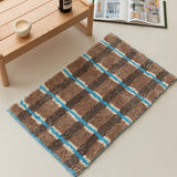 Yeknu  Fluffy Tufting Bathroom Mat Maillard Grids Bathmat Rug Carpet Entrance Doormat Floor Anti Slip Pad Aesthetic Home Decor 45x75cm