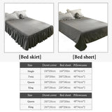 Yeknu  Pink Ruffled Seersucker Duvet Cover Set 3/4pcs Soft Lightweight Down Alternative Grey Bedding  with Bed Skirt and Pillowcases