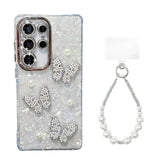 Yeknu  Butterfly Pearl Silicone Phone Case For Samsung S25 Ultra S24 Ultra A56 A55 A17 A07 A36 S23 FE A16 A15 A06 S24 FE Cover Funda