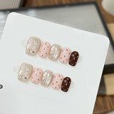Yeknu  10Pcs Handmade Press On Nails Short Square Y2K False Nails with Colorful Star&Heart Sequins Trendy Reusable Fake Nails for Women