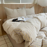 Yeknu  Nordic sling Cotton Pink Stripes Duvet Cover 150x200 Size Girl's Room housse Skin friendly Breathable Comforter Sets