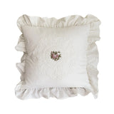 Yeknu with Lotus Frill French Lace Pillow Cover Washed Material Comfortable Embroidered Cushion Cover Soft Pillow Shell Bedroom