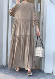 Yeknu  Summer A-Line Long Dress Women Embroidery Fashion Ruffle Pleated Patchwork Loose Ladies Dresses Korean Style Woman Dress