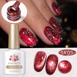 Yeknu  10ml Super Shining Reflective Cat Magnetic Gel Ultra Shine Glitter Red Silver Soak Off UV LED Gel Nail Art Varnish